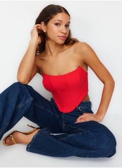 trendyol Red Crop Corset Detailed Woven Bustier TPRSS21BS0032  - Image 1