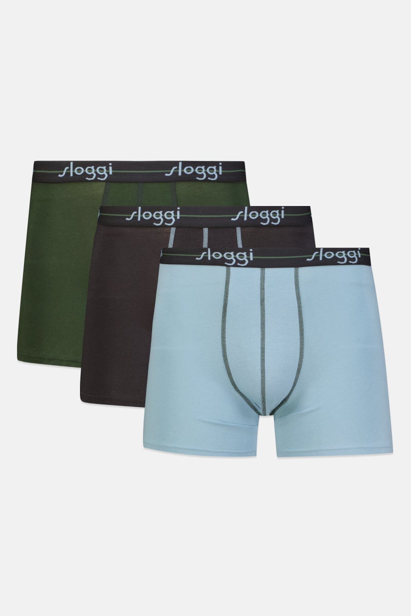 sloggi Men 3 Pieces Brand Logo Boxer Briefs, Multicolor - Image 1