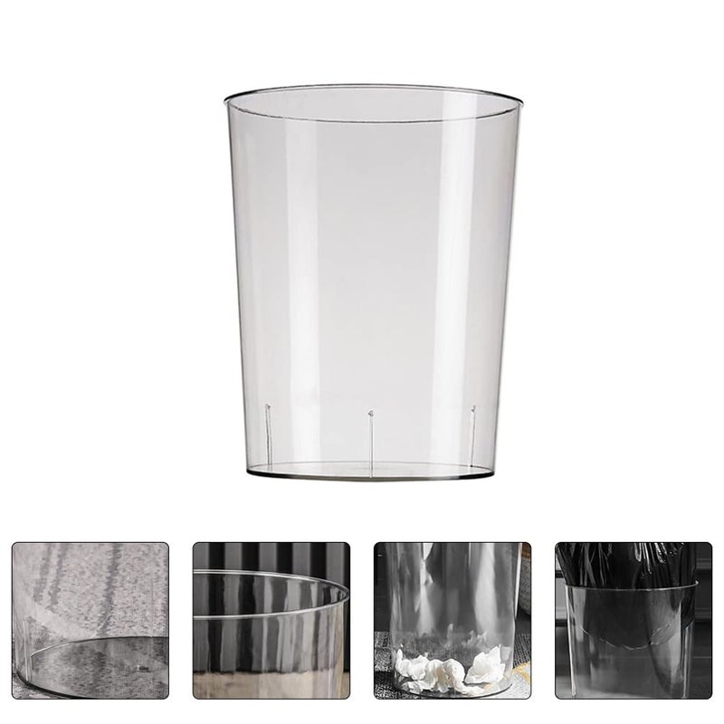 woobles Clear Desktop Organizer Waste Basket Trash Can Clear Plastic Garbage Can Round Wastebasket Trash Bin Recycling Bin Waste Container for Home Kitchen Bathroom and Office Clear Waste Basket Trans Color - Image 5