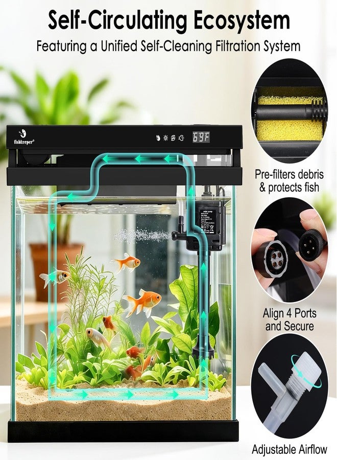 fishkeeper 2.3G Smart Aquarium - HD Glass Fish Tank Kits with Auto Feeder, Self-Cleaning Silent Filter Pump, Aromatherapy, Temperature Display & 7-Color RGB Lights for Desktop, Office, Room - Image 5