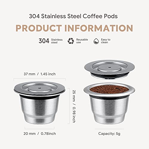 i cafilas Stainless Steel Refillable Coffee Espr*sso Capsules, Reusable Coffee Pods Compatible with Nespr*sso Original Line Brewers 4Y Crema New Generation (3 Capsules + 1 Tamper) - Image 3