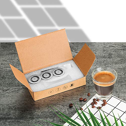 i cafilas Stainless Steel Refillable Coffee Espr*sso Capsules, Reusable Coffee Pods Compatible with Nespr*sso Original Line Brewers 4Y Crema New Generation (3 Capsules + 1 Tamper) - Image 2