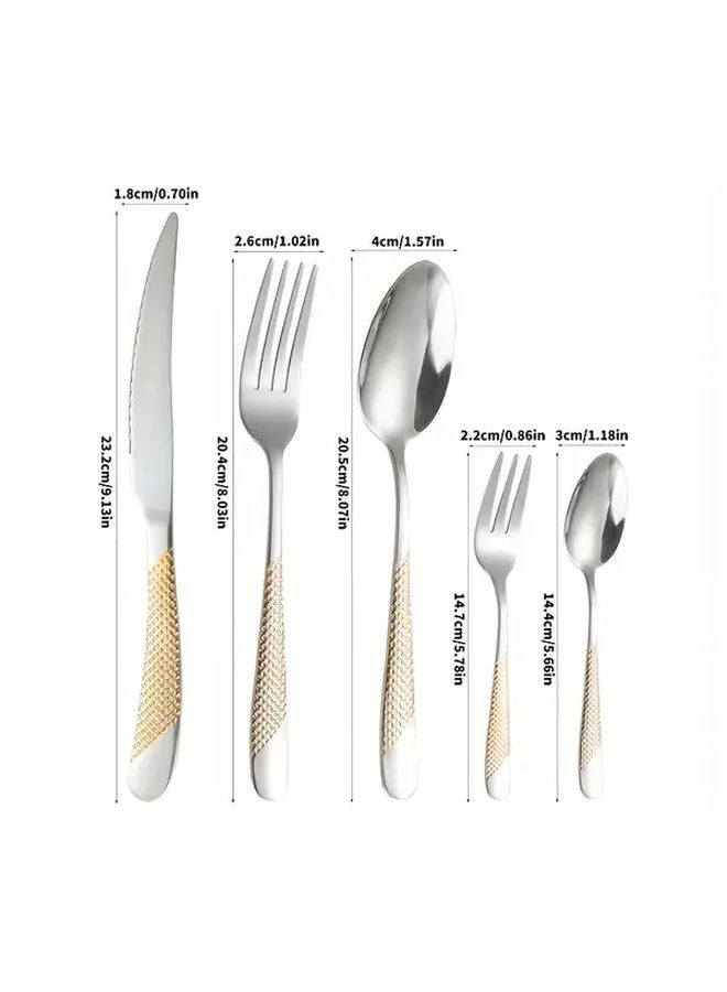 40 Piece Water Gold Plated Silverware Set Star Diamond Handle Stainless Steel Cutlery Dishwasher Safe - Image 3