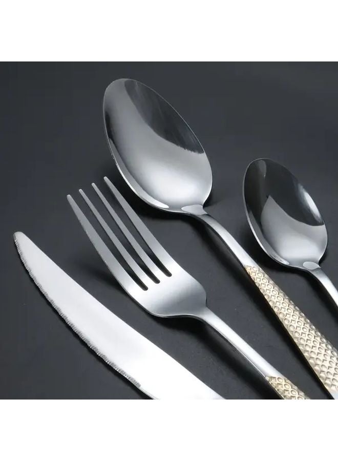 40 Piece Water Gold Plated Silverware Set Star Diamond Handle Stainless Steel Cutlery Dishwasher Safe - Image 5