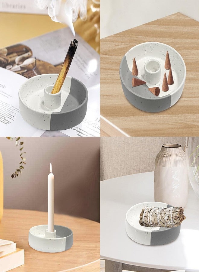 Gute Palo Santo Holder, Ceramic Incense Burner for Palo Santo Sticks, Handmade Palo Santo Wood Incense Stick Holder(White&Gray) - Image 3