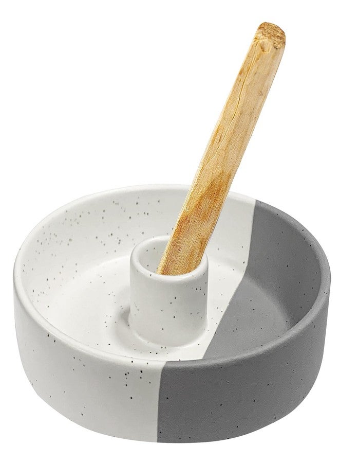 Gute Palo Santo Holder, Ceramic Incense Burner for Palo Santo Sticks, Handmade Palo Santo Wood Incense Stick Holder(White&Gray) - Image 1