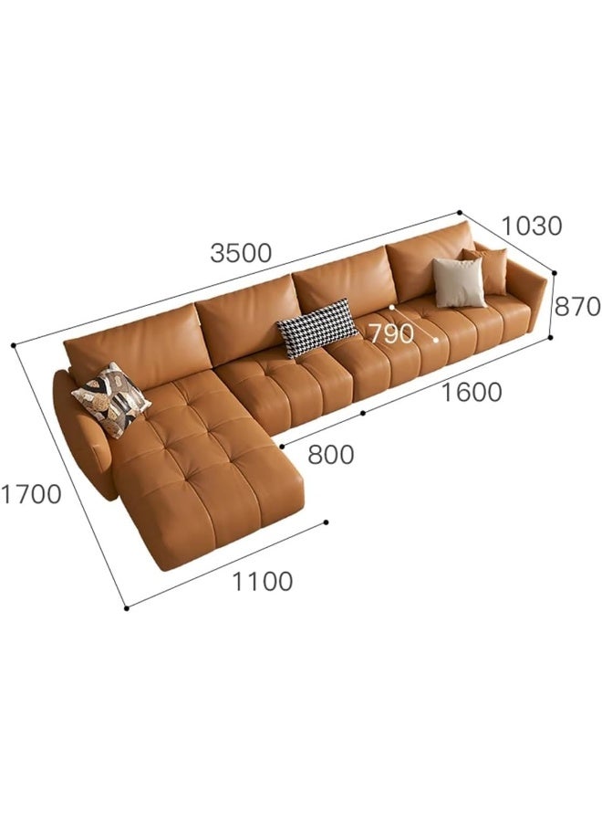 Comfynest أريكة كومفينست الحديثة على شكل L من الجلد الصناعي الإيطالي للراحة في غرفة المعيشة (بني صدئ، يسار) - Image 2
