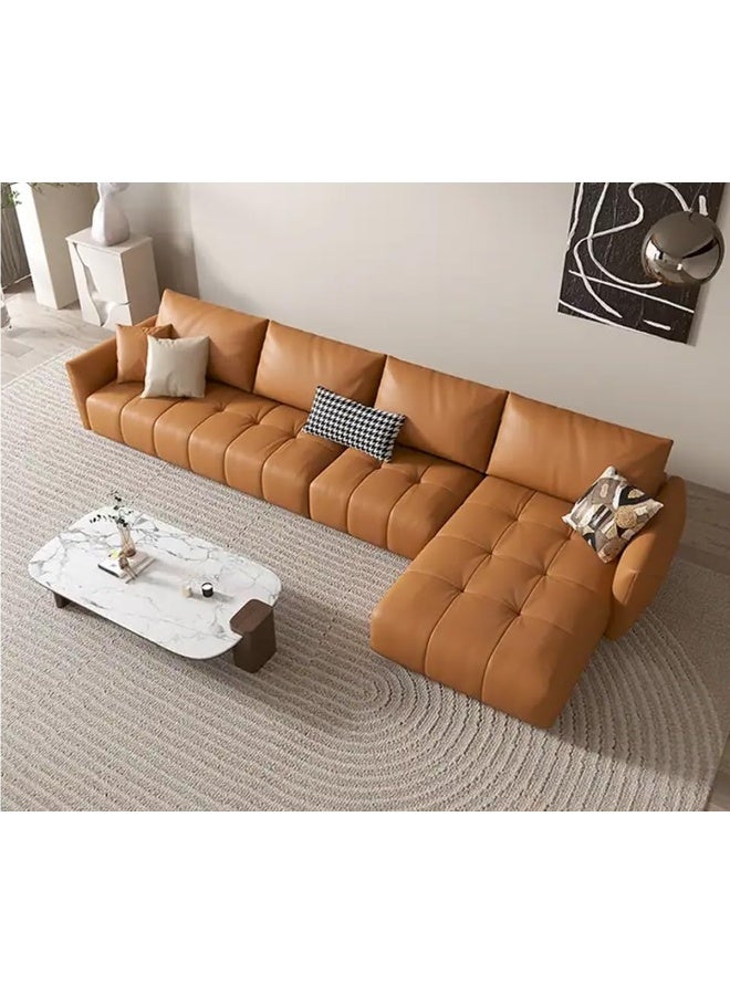 Comfynest أريكة كومفينست الحديثة على شكل L من الجلد الصناعي الإيطالي للراحة في غرفة المعيشة (بني صدئ، يسار) - Image 1
