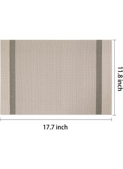 THW THW 4Piece PVC Dining Table Placemats Set HeatResistant Woven Vinyl Stain Resistant Easy to Clean 45x30 cm 118 x 171 Cream  - Image 3