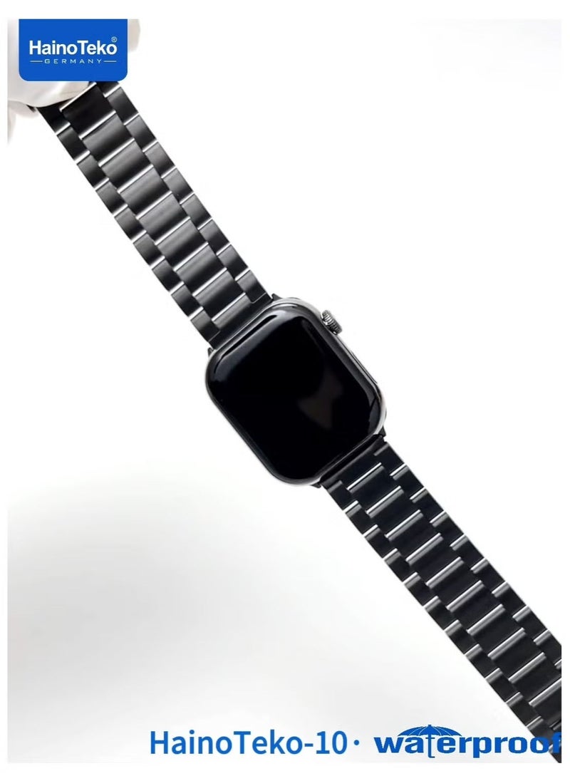 HainoTeko Waterproof Smartwatch with AMOLED Display, Voice Assistant, Social App Integration, and 3 Pair Straps for Men & Boys, Black - Image 4