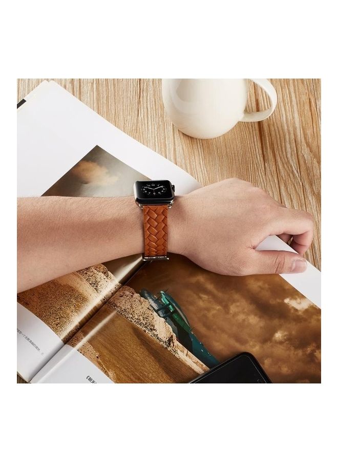 NIBEMINENT Replacement Strap Watchband For Apple Watch Series 5 & 4 44mm Brown - Image 5