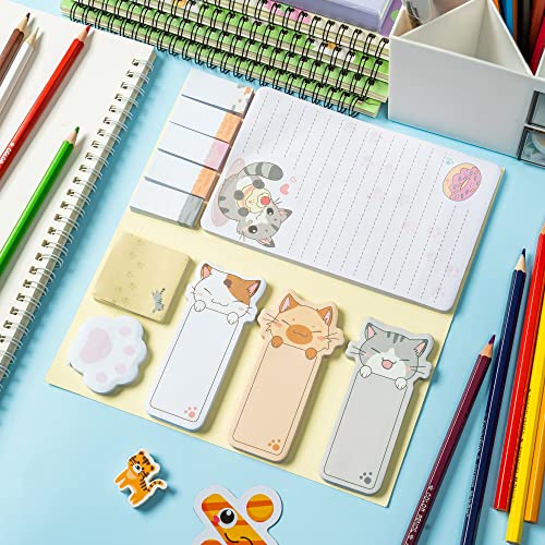 Xqumoi Cute Cartoon Cat Sticky Notes Set, 550 Sheets, Lovely Cat and Paw Shaped Self-Stick Notes Pads Kitty Animal Divider Tabs Bundle Writing Memo Pads Back to School Office Supplies Small Gift - Image 3