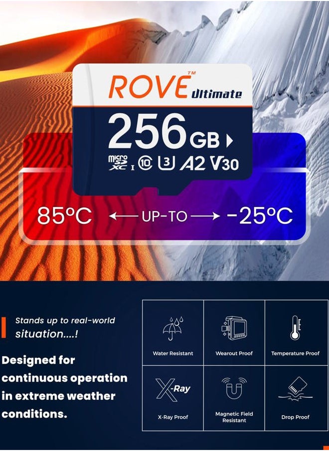 Ultimate Micro SD Card microSDXC 256GB Memory Card with USB 3.2 Type C Card Reader 170MB/s C10, U3, V30, 4K, A2 for Dash Cam, Android Smart Phones, Tablets, Games