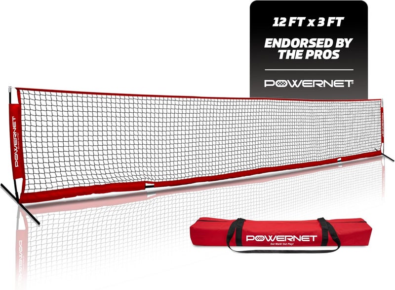 PowerNet Soccer Tennis Net, Portable Instant, Indoor Outdoor, Metal Collapsible Base Weighted, Durable Vertical Bow Posts, Quick Setup Easy Folding Storage, 1 Net + 1 Carrying Bag - Image 1