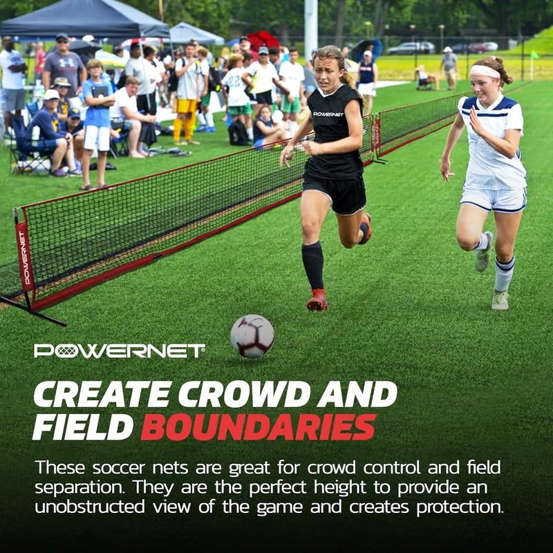 PowerNet Soccer Tennis Net, Portable Instant, Indoor Outdoor, Metal Collapsible Base Weighted, Durable Vertical Bow Posts, Quick Setup Easy Folding Storage, 1 Net + 1 Carrying Bag - Image 4