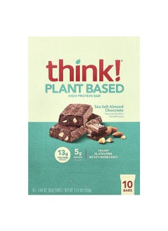 think! Think !, High Protein Bars, Sea Salt Almond Chocolate, 10 Bars, 1.94 oz (55 g) Each  - Image 1