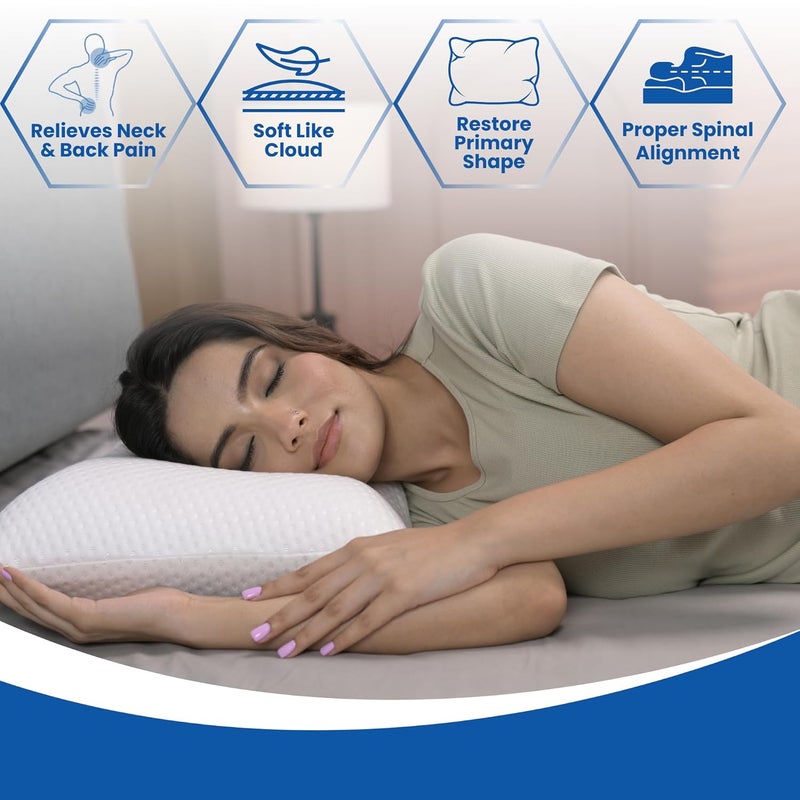 WELLGIVER وسادة ويلجيڤر ComfortCloud الطبية من رغوة الذاكرة للرقبة والكتف مع غطاء بسحاب قابل للإزالة 21x14x45 بوصة - Image 5