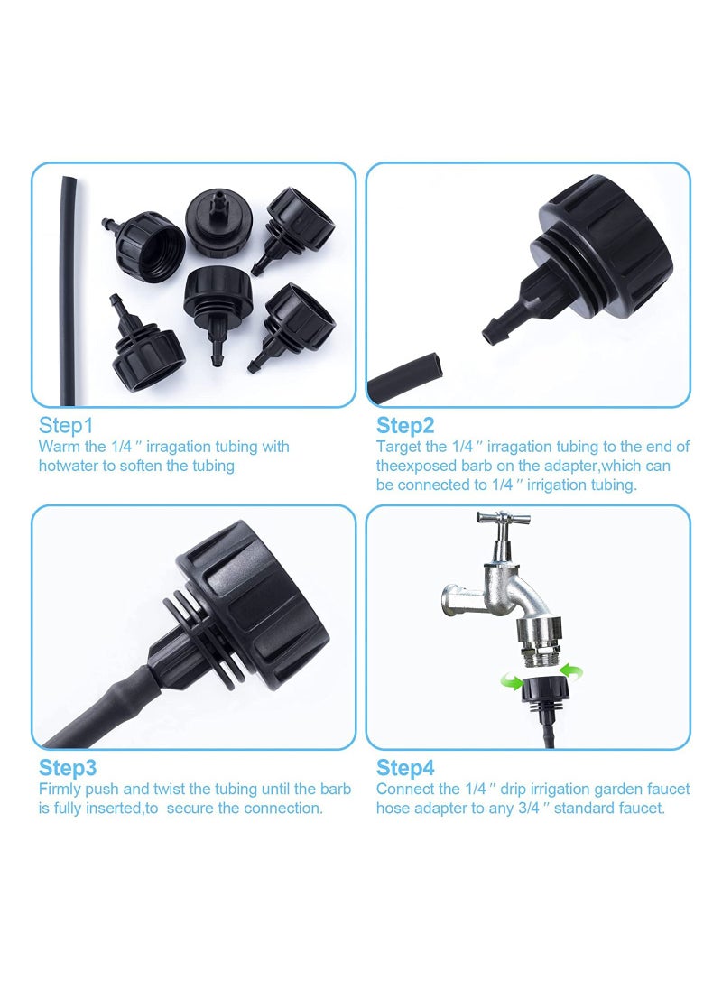 Generic - Drip Irrigation Hose Connectors,1/4 Inch Drip Irrigation Tubing x 3/4 FHT Swivel Garden Faucet Adapter, Convert 3/4" Garden Hose to 1/4" Drip Pipe for Irrigation Kits (20-Pack) - Image 1