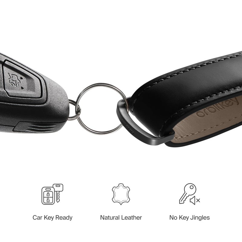 Orbitkey Orbitkey Leather Key Organizer | Durable, Stainless Steel Locking Mechanism, Slim & Quiet Profile | Holds up to 7 Keys, Black with Black Stitching  - Image 5