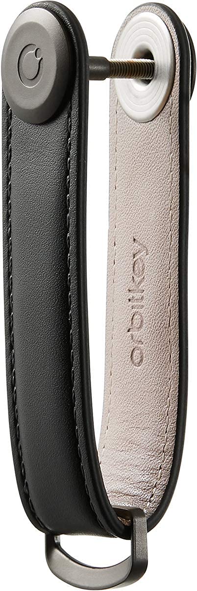 Orbitkey Orbitkey Leather Key Organizer | Durable, Stainless Steel Locking Mechanism, Slim & Quiet Profile | Holds up to 7 Keys, Black with Black Stitching  - Image 2