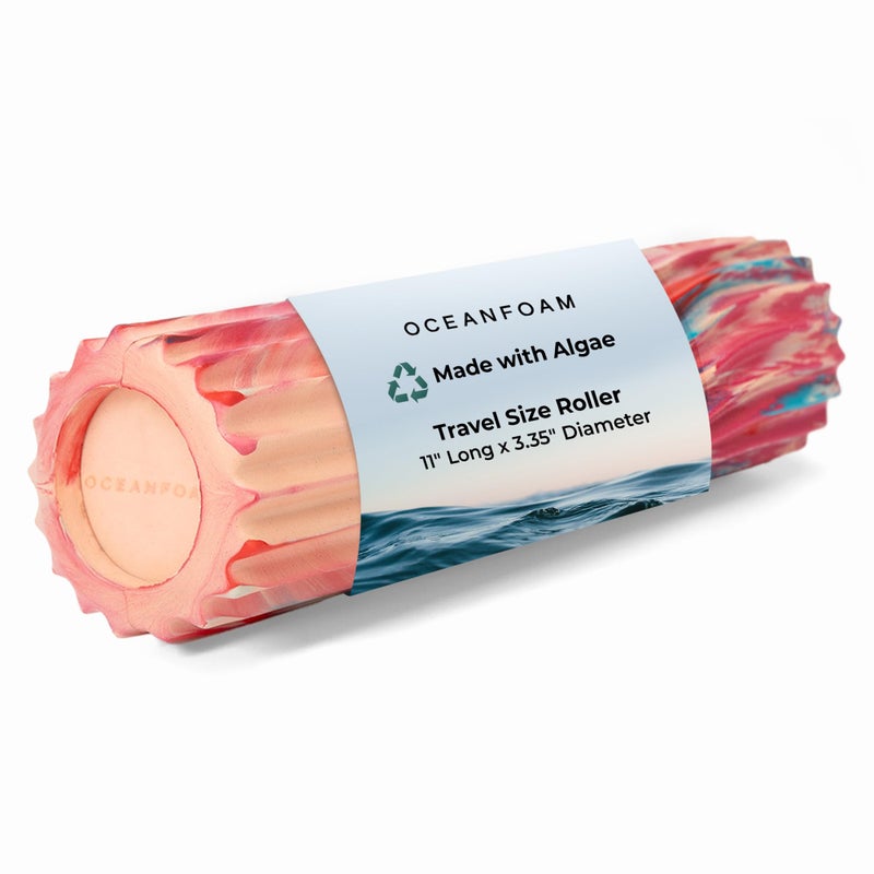 Oceanfoam Ripple Travel Foam Roller 11 x 335 Firm Mini Foam Roller for Physical Therapy Deep Tissue Massage Back Pain High Density Ergonomic Wave Textured Yoga Exercise Cotton Candy - Image 2