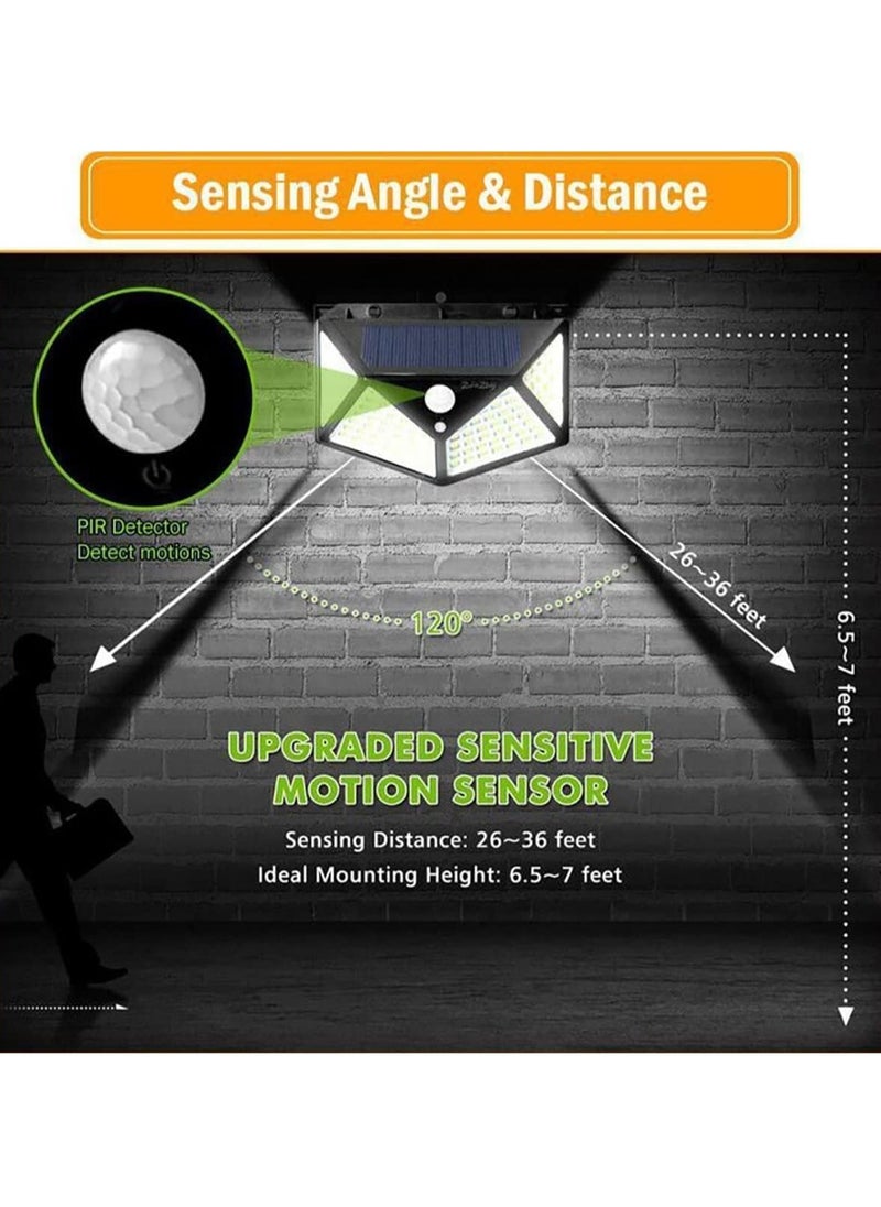 TIGER - NEW Garden Solar Lights with 100LED and 3 Modes – IP65 Waterproof Outdoor Lighting with 270° Coverage and Motion Sensor, Perfect for Backyard, Fence, Patio, Front Door (4 Pack) - Image 1