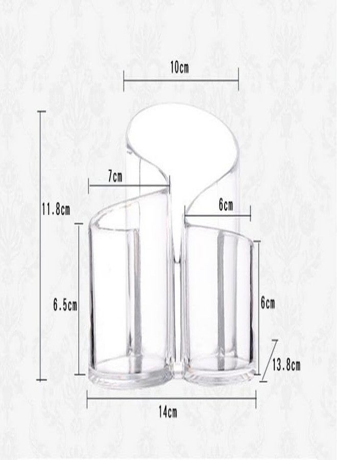 KW Collection Acrylic Makeup Organizer Cosmetic Storage Display Case Makeup Brush Cotton Ball Pads Swab Q-tip Holder Lipstick Dispenser Canister Bathroom Container (5.5x5.3x4.6in, 3 Partitions, Clear) - Image 2