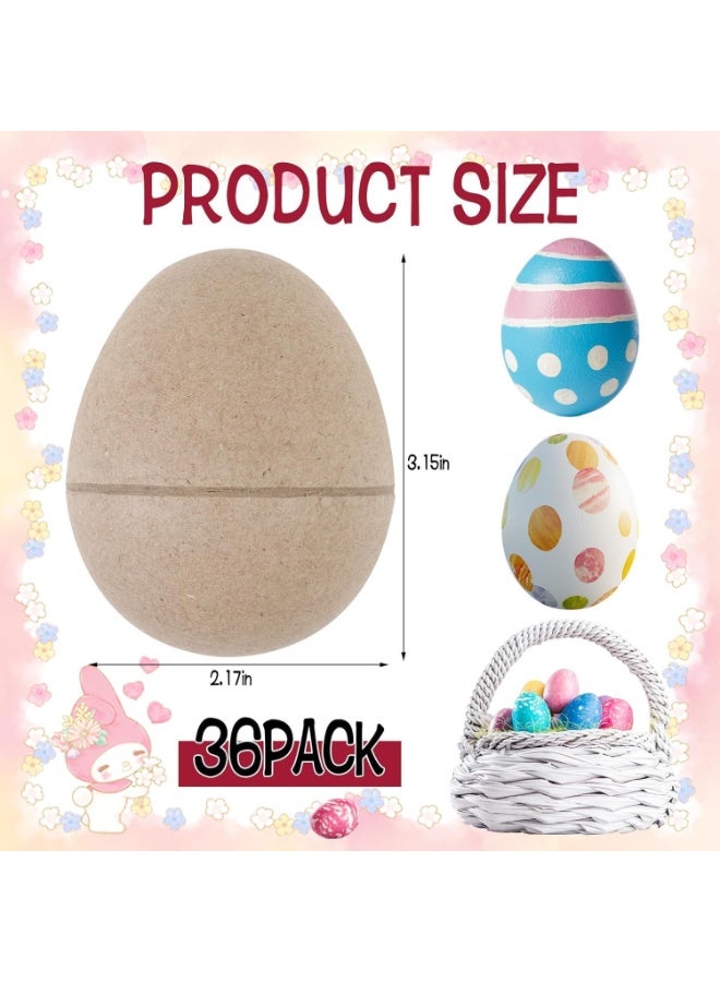CLENEA 36 Pcs DIY Paper Mache Easter Eggs, 3.2"x2.2" Cardboard Empty Easter Eggs for Painting, Crafts, Gifts, Basket Fillers and Classroom Activities - Image 2
