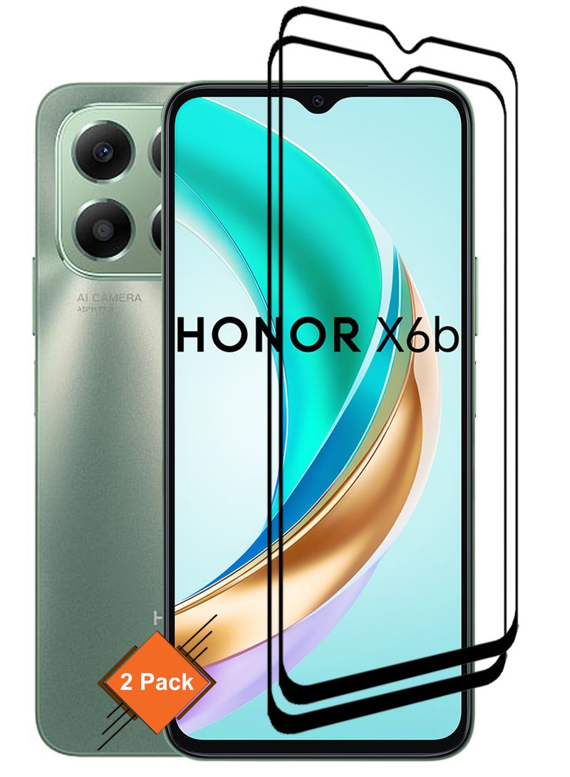For Honor X6B - [2 Pack] Tempered Glass Screen Protector - Advanced Border-Less Full Edge to Edge ,Shatterproof , High Responsiveness , Higher Transparency , Quick to Install ,Anti-scratch and Bubble-free Screen Protector - Black  - Image 1