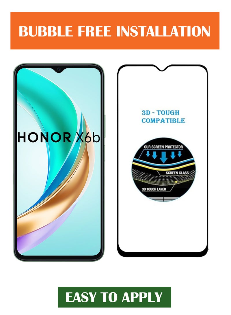 For Honor X6B - [2 Pack] Tempered Glass Screen Protector - Advanced Border-Less Full Edge to Edge ,Shatterproof , High Responsiveness , Higher Transparency , Quick to Install ,Anti-scratch and Bubble-free Screen Protector - Black  - Image 3