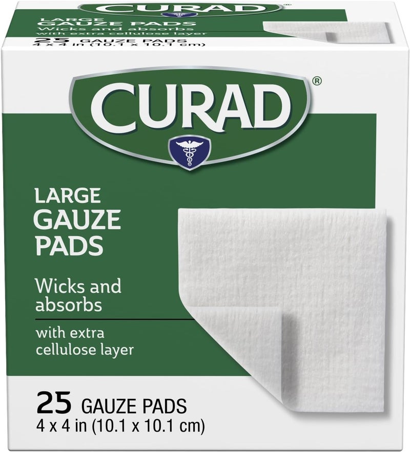 Curad Pro-Gauze Sterile Pads, 4" x, 4", 25 Count (Packaging May Vary)