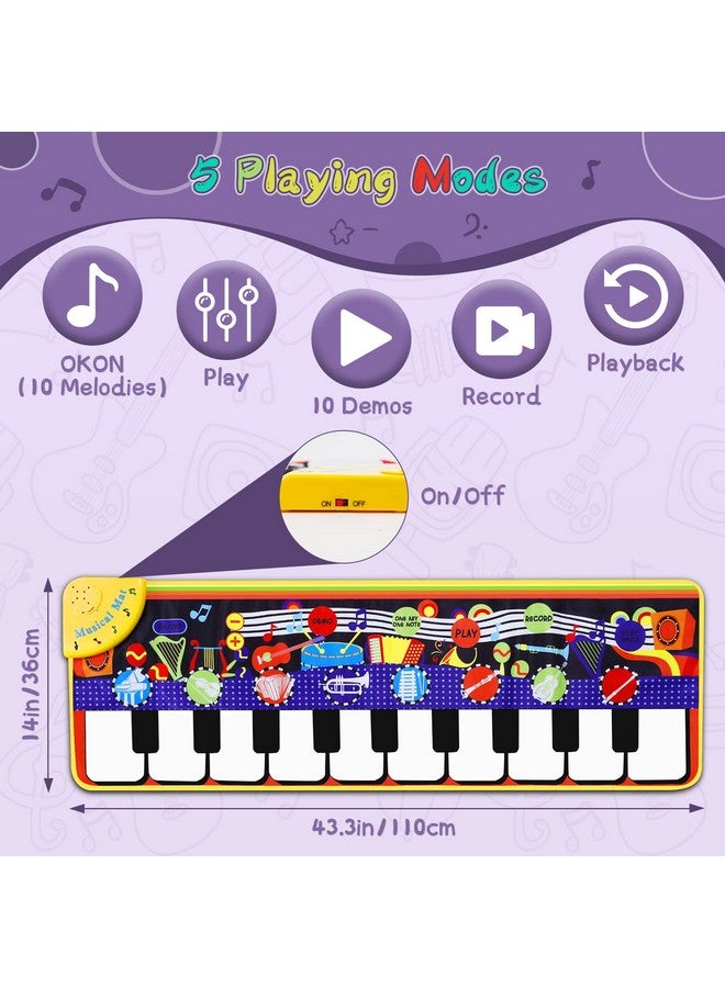 M SANMERSEN سجادة بيانو موسيقية للأطفال - 28 صوت موسيقي سجادة بيانو للرقص واللعب - لعبة وهدايا للأطفال من 1-5 سنوات أولاد وبنات - Image 2