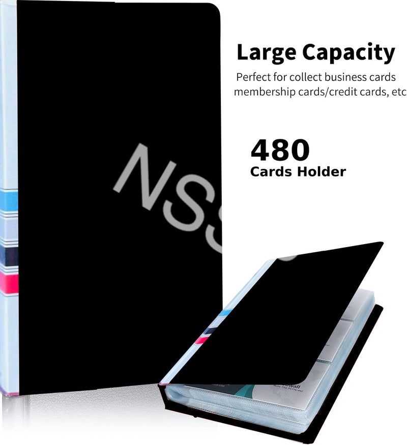 NSSP Business Card Holder, Debit/Credit/Business/Visiting Name Id Card Holder Book Case Organizer File - 480 Pockets(Pack of-1)-Black color - Image 2