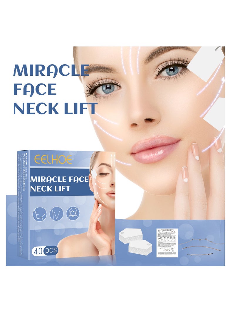 EELHOE 40 pcs Face Tape Face Lift Tape Face Tape Lifting Invisible Instant Face Lift Tapes and Bands for Jowls Secret Makeup Tape for Double Chin Face Lifting Sticker for Saggy Skin - Image 1