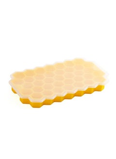 Y&D Silicone Ice Cube Mold Honeycomb 37 Grid Ice Maker Ice Cube Ice Box With Lid-Yellow  - Image 1