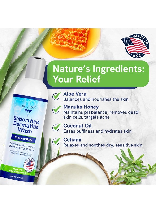 pHat 5.5 Seborrheic & Atopic Dermatitis Gentle Face Wash with Manuka Honey - Natural & Organic Face Cleanser & Body Wash For Sensitive Skin - Hypoallergenic, Paraben Free & Sulfate Free Acne Face Wash (8oz) - Image 3