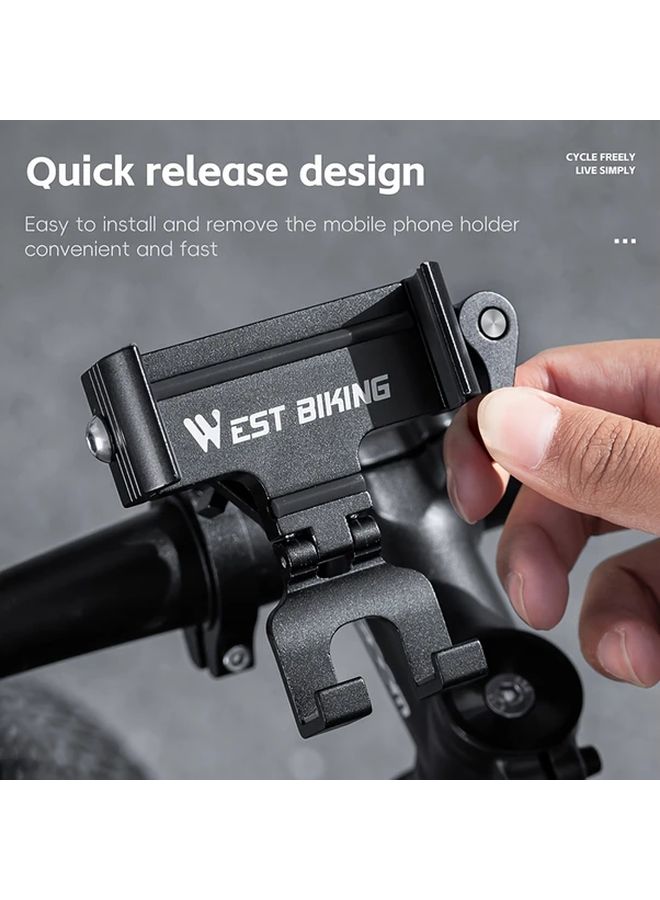 Black Bicycle Phone Mount Quick Disassembly 360 Rotatable For Handlebar 22 45mm - Image 3