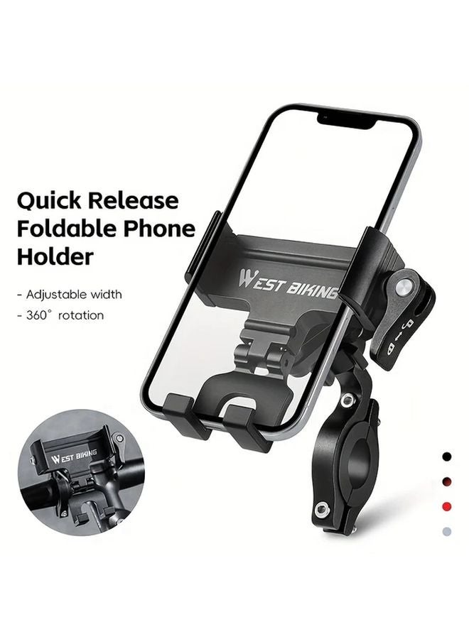 Black Bicycle Phone Mount Quick Disassembly 360 Rotatable For Handlebar 22 45mm - Image 1