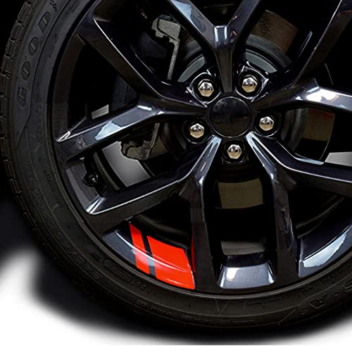 Allure Auto® Red Wheel Decals Hash Stripe Stickers, 6Pcs Reflective Rim Decal Stripes Decoration Accessories for 18''- 21'' Wheels, Compatible With Mahindra Thar - Image 1