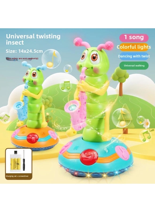 Shake Tone Same Electric Singing Twisted Worm Children's Music Lighting Caterpillar Blow Saxophone Universal Toy-Color:[1 Piece Of Music - Rechargeable Version] Electric Dancing Twisting Insect (happy Music + Universal Travel)  - Image 1