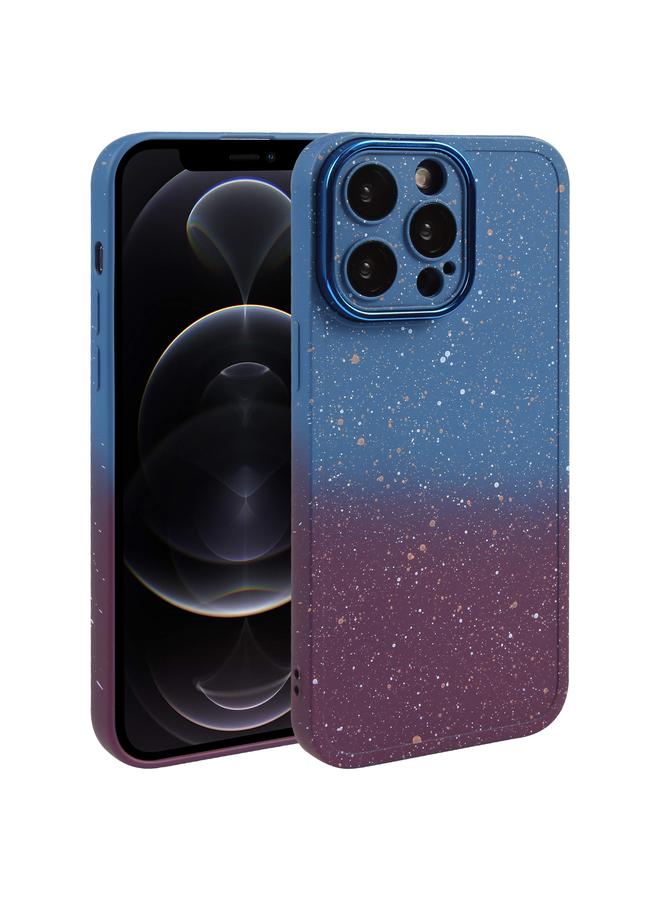 زبون جراب لهاتف iPhone 12 Pro جراب هاتف سيليكون متدرج مرصع بالنجوم مع فيلم عدسة - Image 1