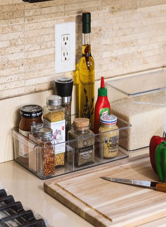 Sorbus 3 Pack Snack Organizer Bins w/Lids & 4 Removable Dividers, Clear Plastic Food Packet Organizer, Multi-Use Stackable Pantry Organization, Kitchen Storage, Fridge Bins, Sturdy Cabinet Organizers - Image 4