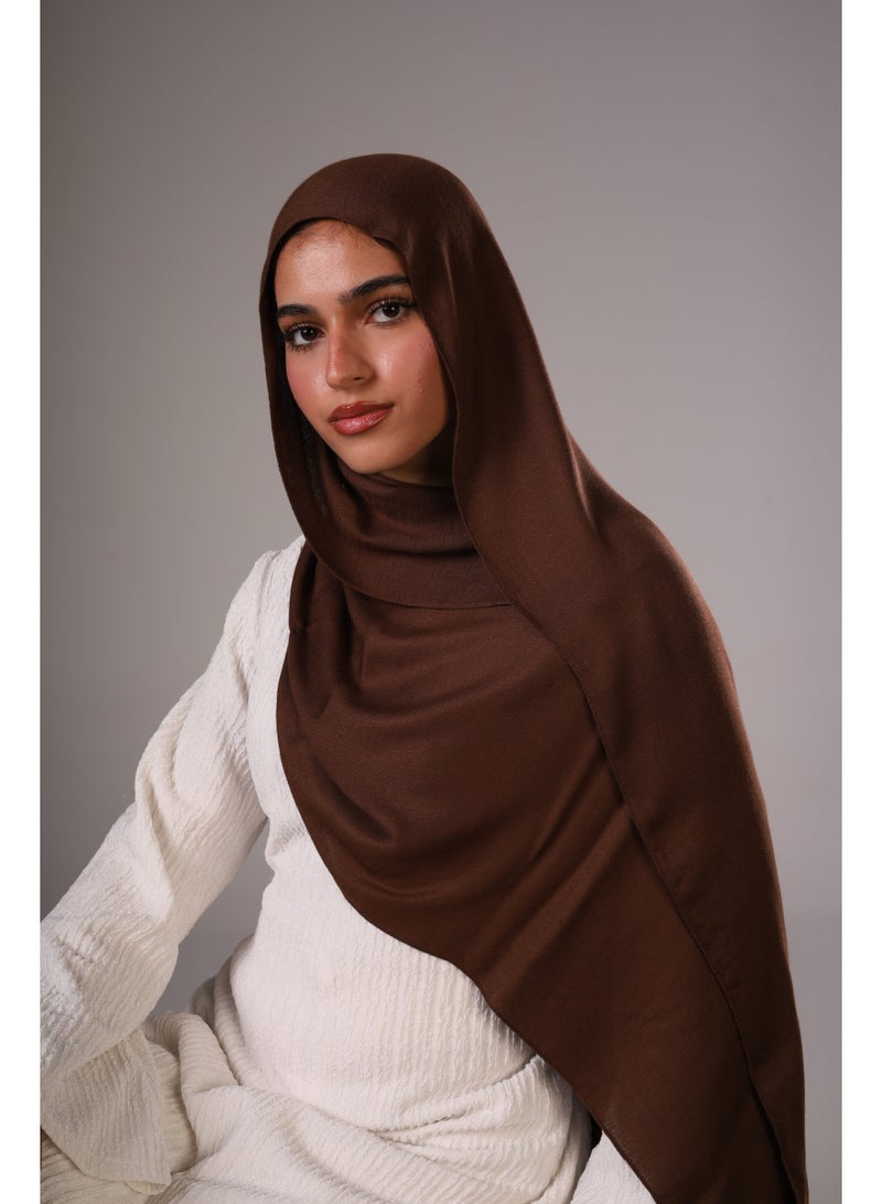 Lavezzi Ruffled Modal Hijab – Soft Lightweight Long Scarf for Women – Elegant Textured Modest Headscarf – Chic Everyday Hijab Shawl (Cocoa) - Image 3