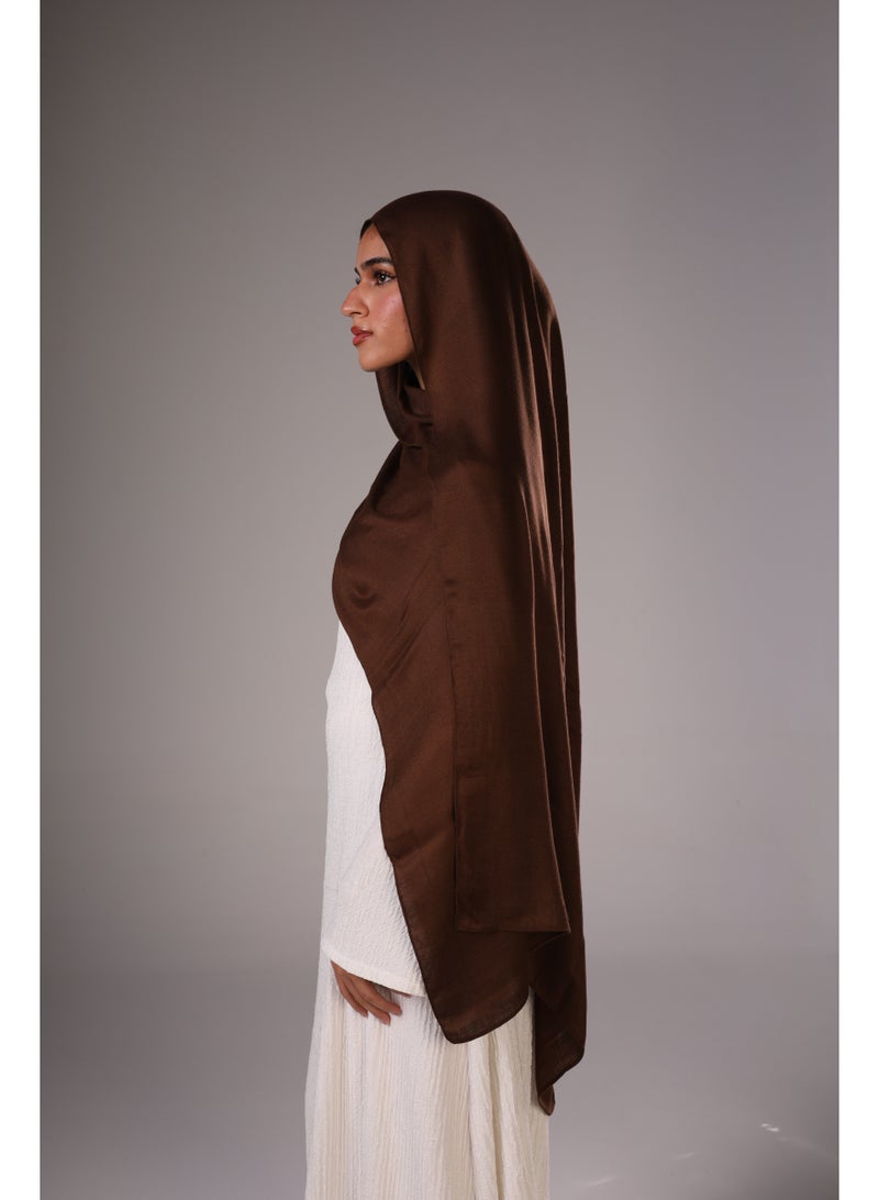 Lavezzi Ruffled Modal Hijab – Soft Lightweight Long Scarf for Women – Elegant Textured Modest Headscarf – Chic Everyday Hijab Shawl (Cocoa) - Image 2