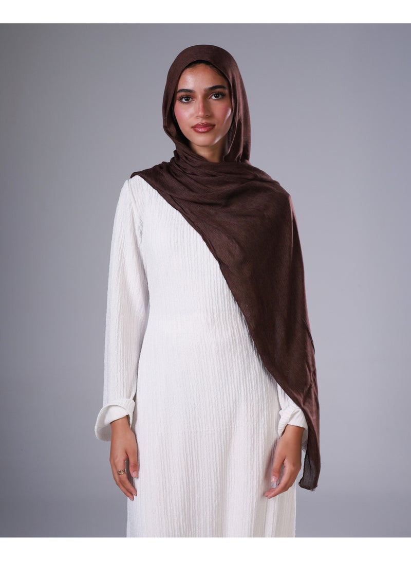 Lavezzi Ruffled Modal Hijab – Soft Lightweight Long Scarf for Women – Elegant Textured Modest Headscarf – Chic Everyday Hijab Shawl (Cocoa) - Image 1