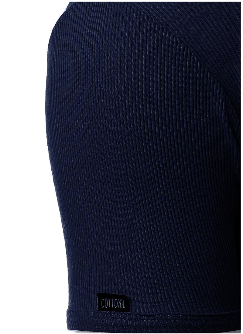 COTTONIL - Cottonil - Neck Men Undershirts-Derby-V-Navy - Image 1