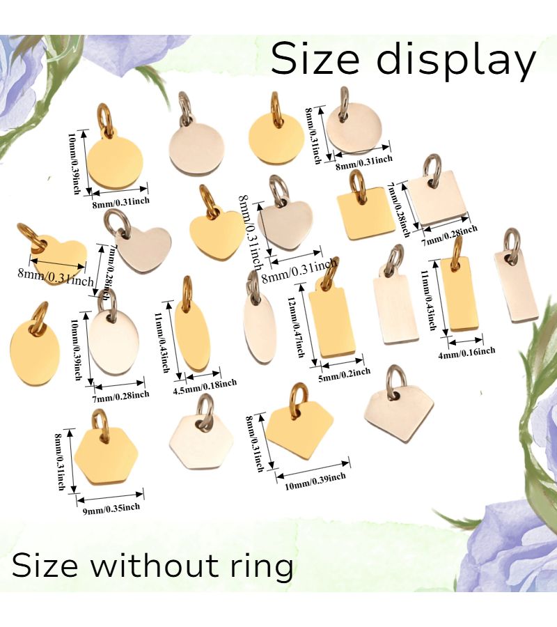 10pcs Square Stainless Steel Custom Lettering Tag Tail Pendants For Necklace Bracelet Connecting Diamond Shape Round Oval Rectangular Steel Color - Image 2