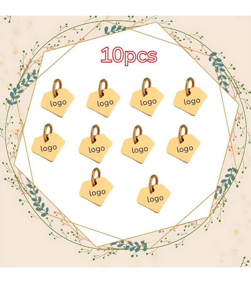10pcs Square Stainless Steel Custom Lettering Tag Tail Pendants For Necklace Bracelet Connecting Diamond Shape Round Oval Rectangular Steel Color - Image 1