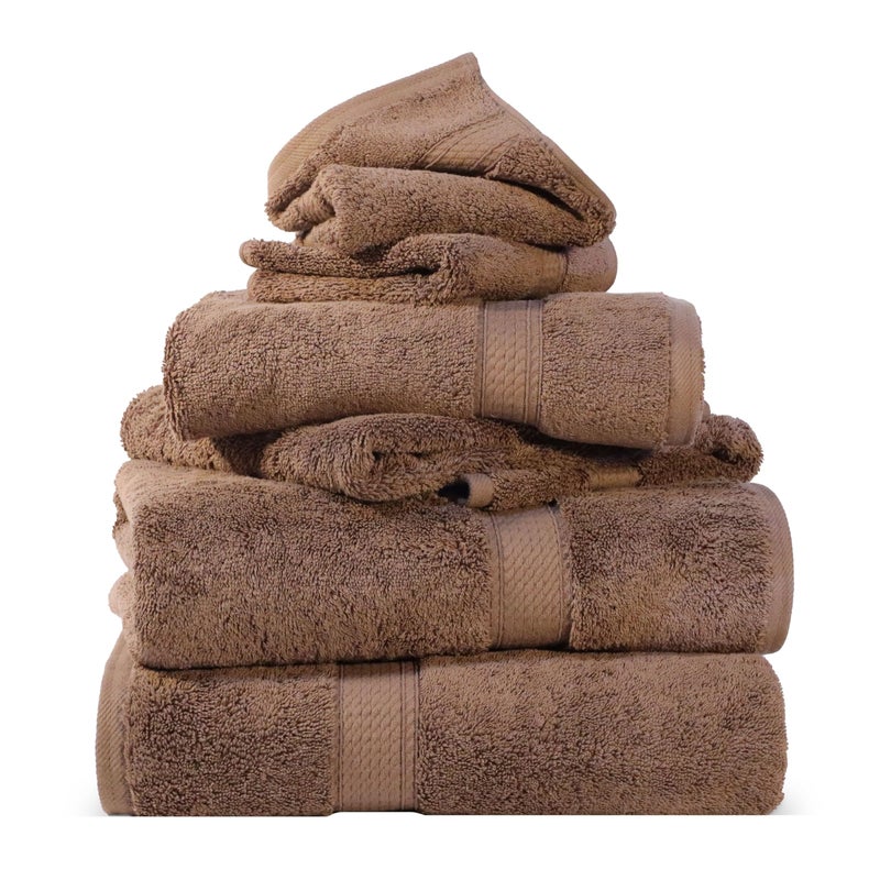 Superior Egyptian Cotton Pile 6 Piece Towel Set Includes 2 Bath 2 Hand 2 Face TowelsWashcloths Ultra Soft Luxury Towels Thick Plush Essentials Guest Bath Spa Hotel Bathroom Chocolate