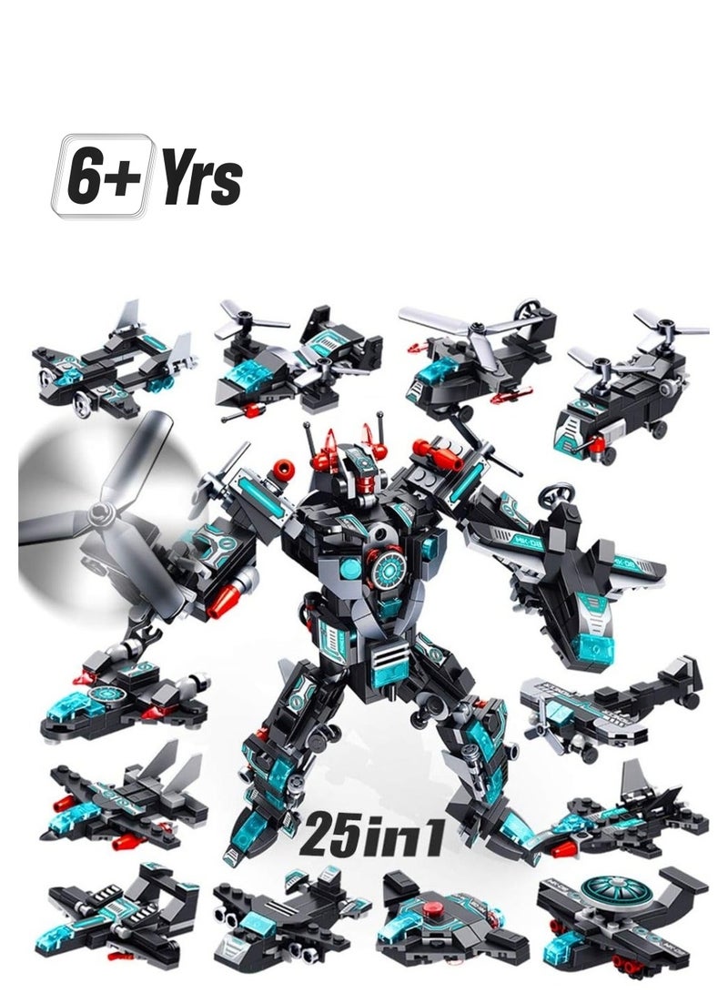 Robot Building Blocks Toy from 6 7 8 9 10 Years for Boys 577 Pieces Construction Toy 25-in-1 STEM Building Learning Toy Aeroplane Building Kit Educational Gift for Boys and Girls  - Image 1